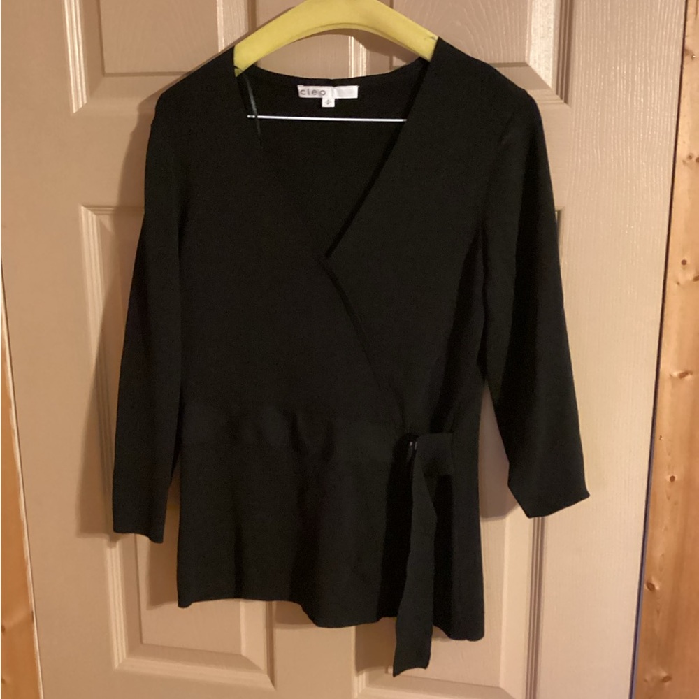 Cleo Black Wrap Blouse